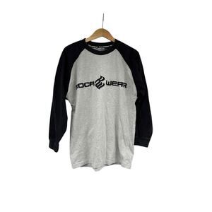 Vintage Y2K Rocawear Embroidered Logo Black Gray Long Sleeve T Shirt Kids XL